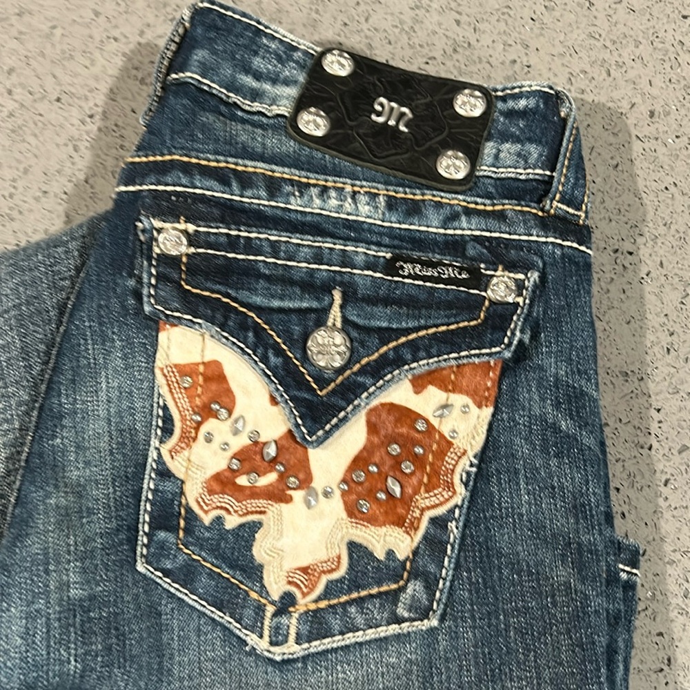 Miss me cowhide pocket detailed jeans